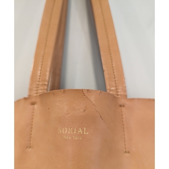 Sorial New York Vegan Leather Yellow Tan Shoulder Tote Bag - Picture 2 of 10